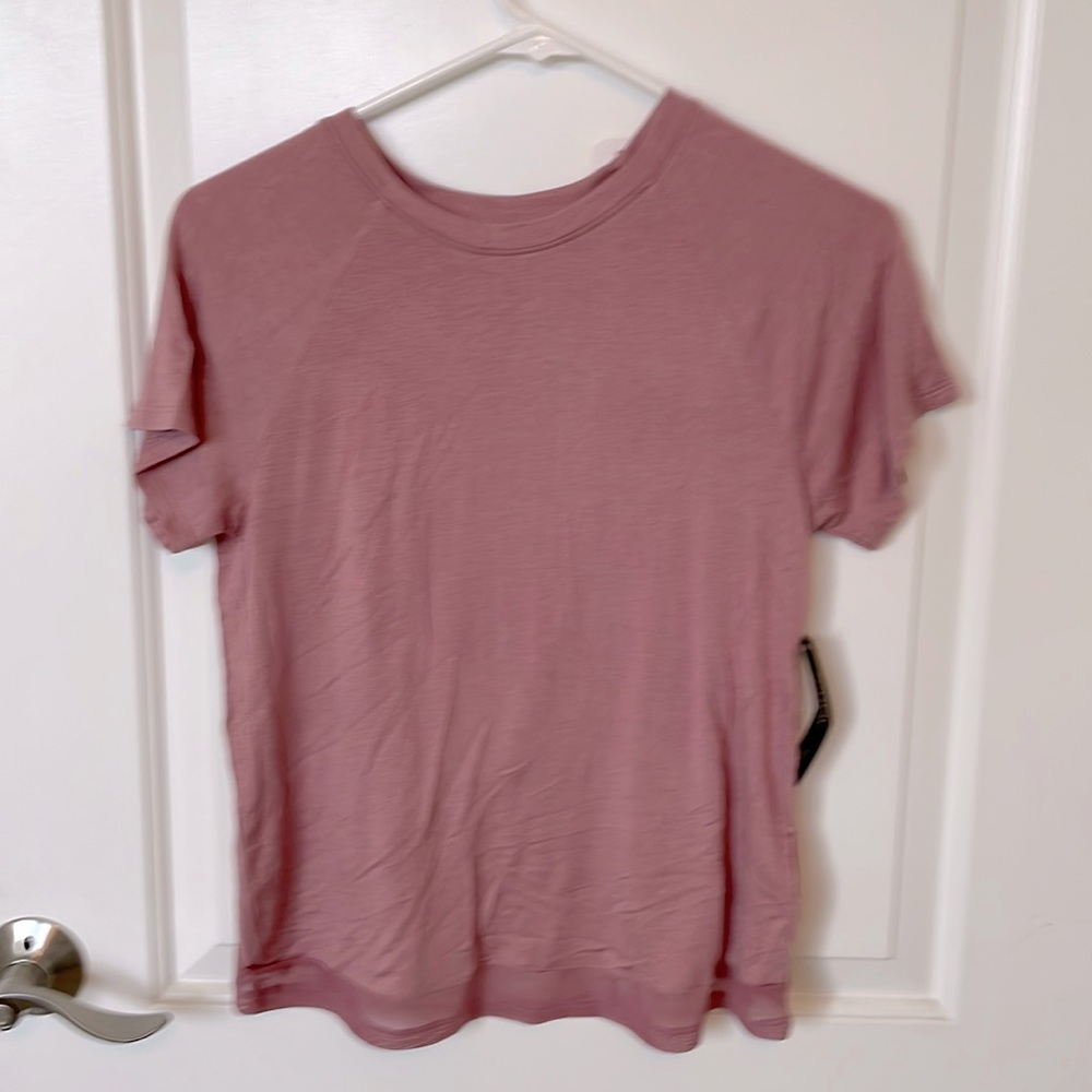 Runway Cross Back Active Tee, Size girls Large, dusty pink